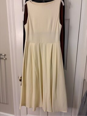 OGL Cream Sleeveless Midi Fit-and-Flare Dress